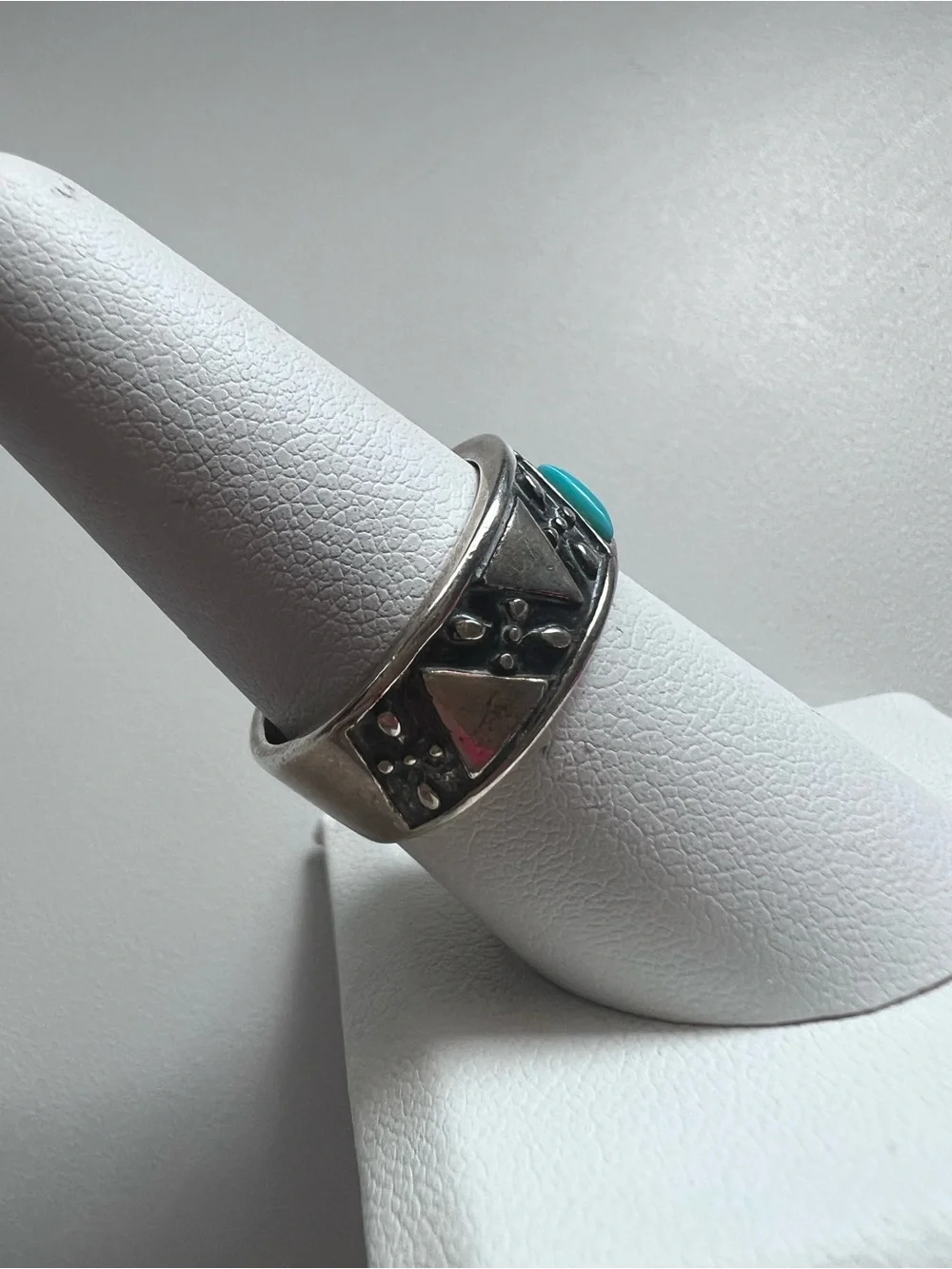 Vintage Carolyn Pollack Sterling Silver Turquoise and Coral Band Ring